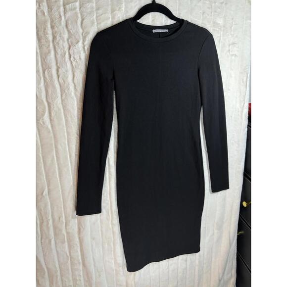 Zara Dresses & Skirts - ZARA TRAFALUC Black Bodycon Midi Long Sleeve Dress Basic Classic Sleek Small